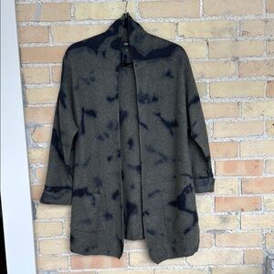 Line Cashmere Navy and Green Open Cardigan